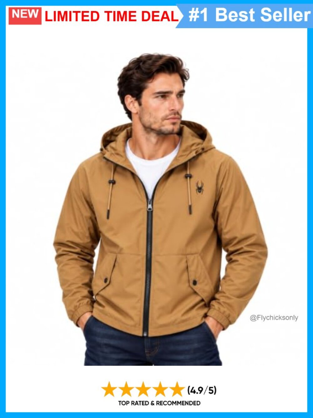 Lightweight Hooded Water Resistant Windbreaker Jacket Zip Up